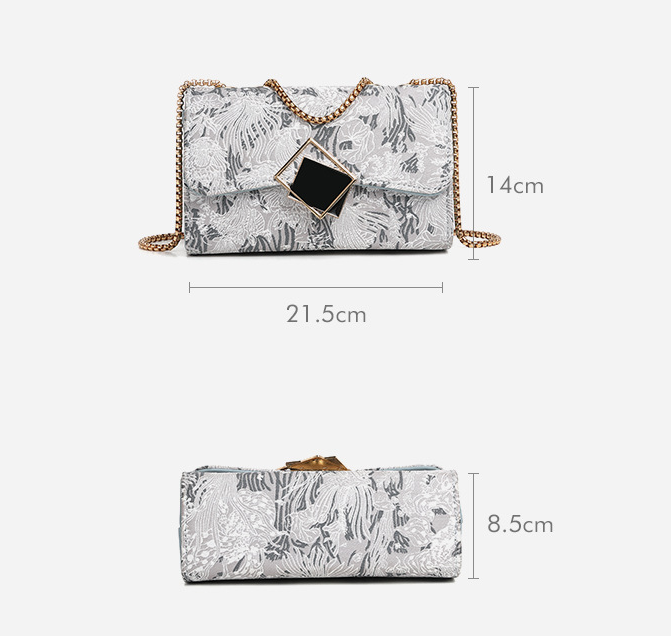 Embroidered Chain Small Square Bag Shoulder Bag National Element Women Corssbody Bag