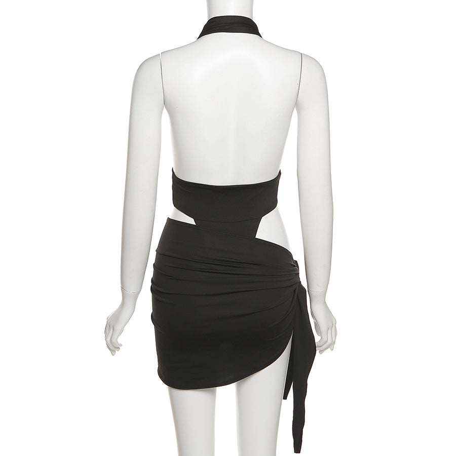 Summer Women Clothing Sexy V-neck Backless Bodysuit Hip Two-piece Skirt Outfit Women
