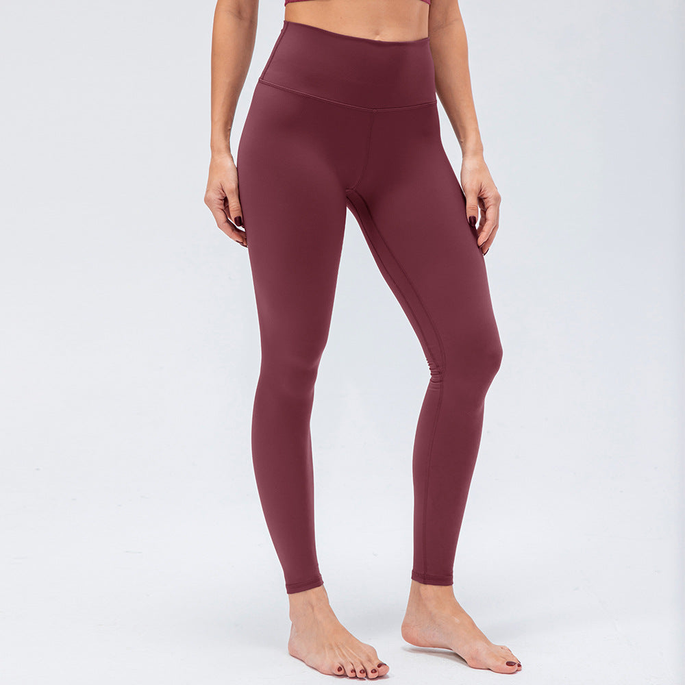 Women Double Sided Brushed Nude Feel Yoga Pants High Waist Hip Lift Sports Pants Stretch Tight Fitness Pant