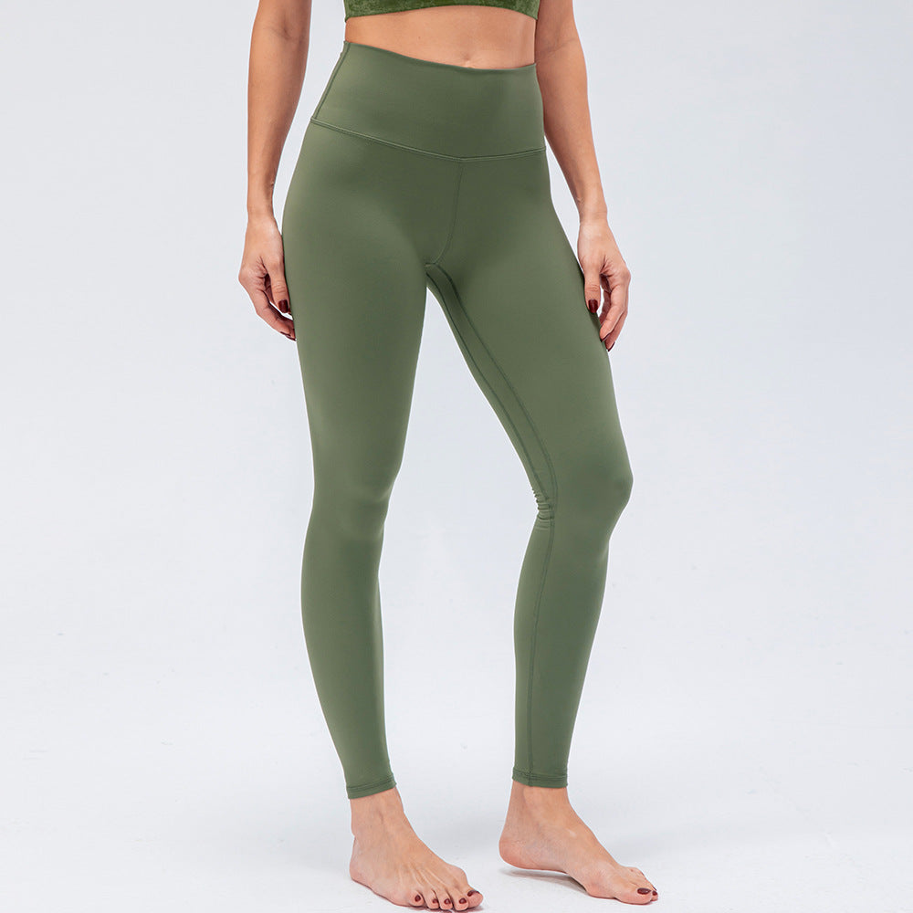 Women Double Sided Brushed Nude Feel Yoga Pants High Waist Hip Lift Sports Pants Stretch Tight Fitness Pant