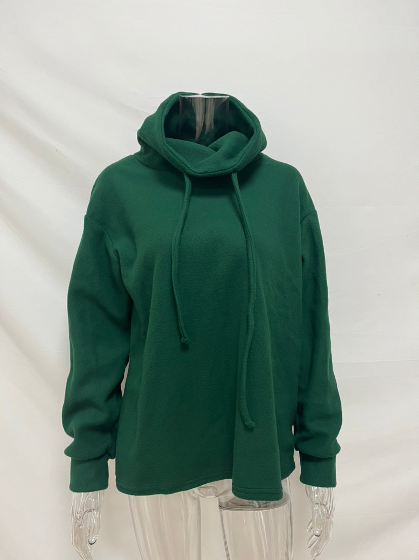 Solid Color Autumn Winter Top Women Turtleneck Drawstring Long Sleeve Women Clothing Sweatshirt