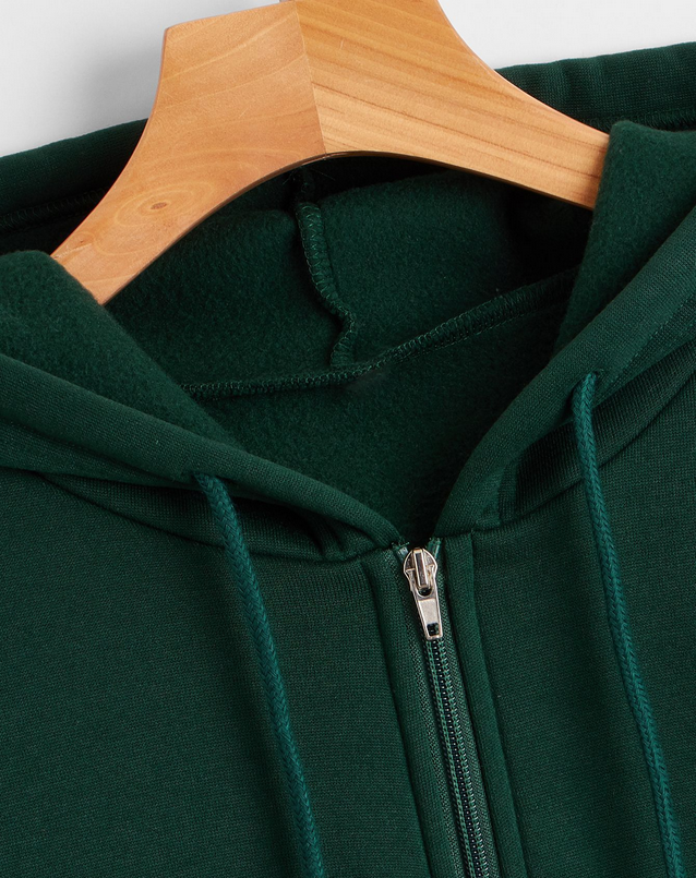 Autumn Winter Fleece Lined Women Solid Color Long Sleeved Zipper Urban Casual Comfortable Loose Women Hoodies