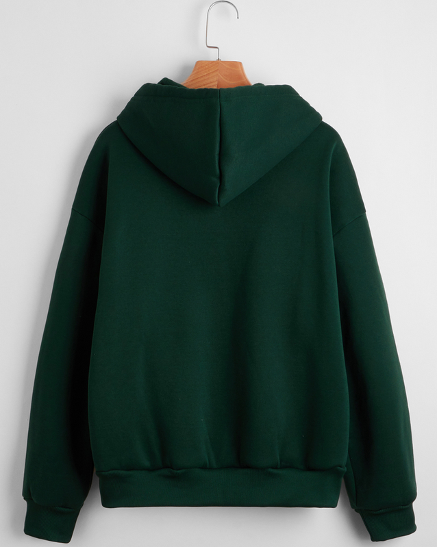 Autumn Winter Fleece Lined Women Solid Color Long Sleeved Zipper Urban Casual Comfortable Loose Women Hoodies
