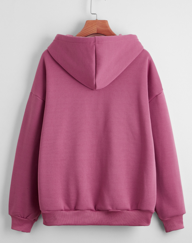 Autumn Winter Fleece Lined Women Solid Color Long Sleeved Zipper Urban Casual Comfortable Loose Women Hoodies