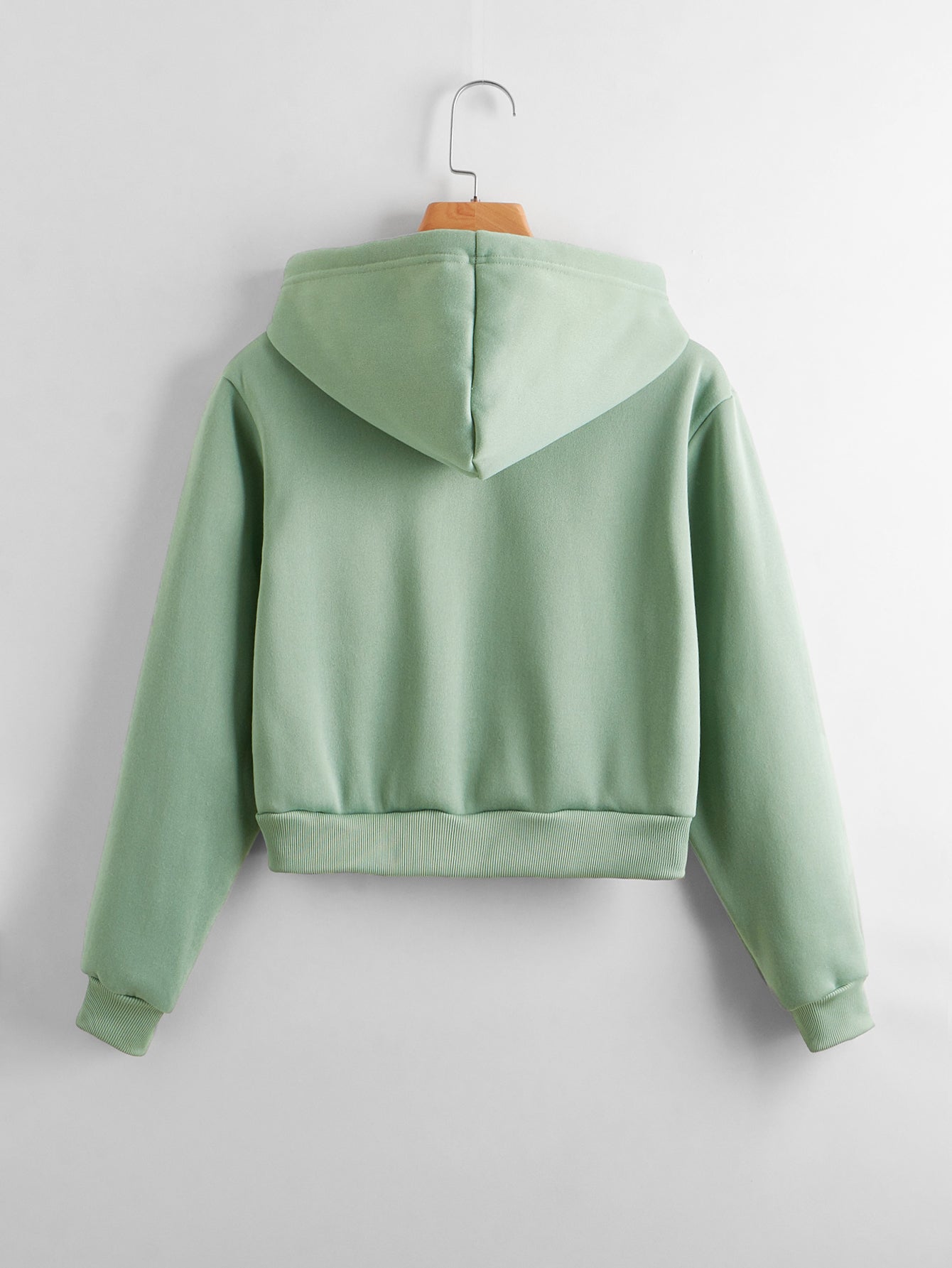 Autumn Street Hipster Hooded Short Cotton White round Neck Cute Solid Color Pullover Hoodie