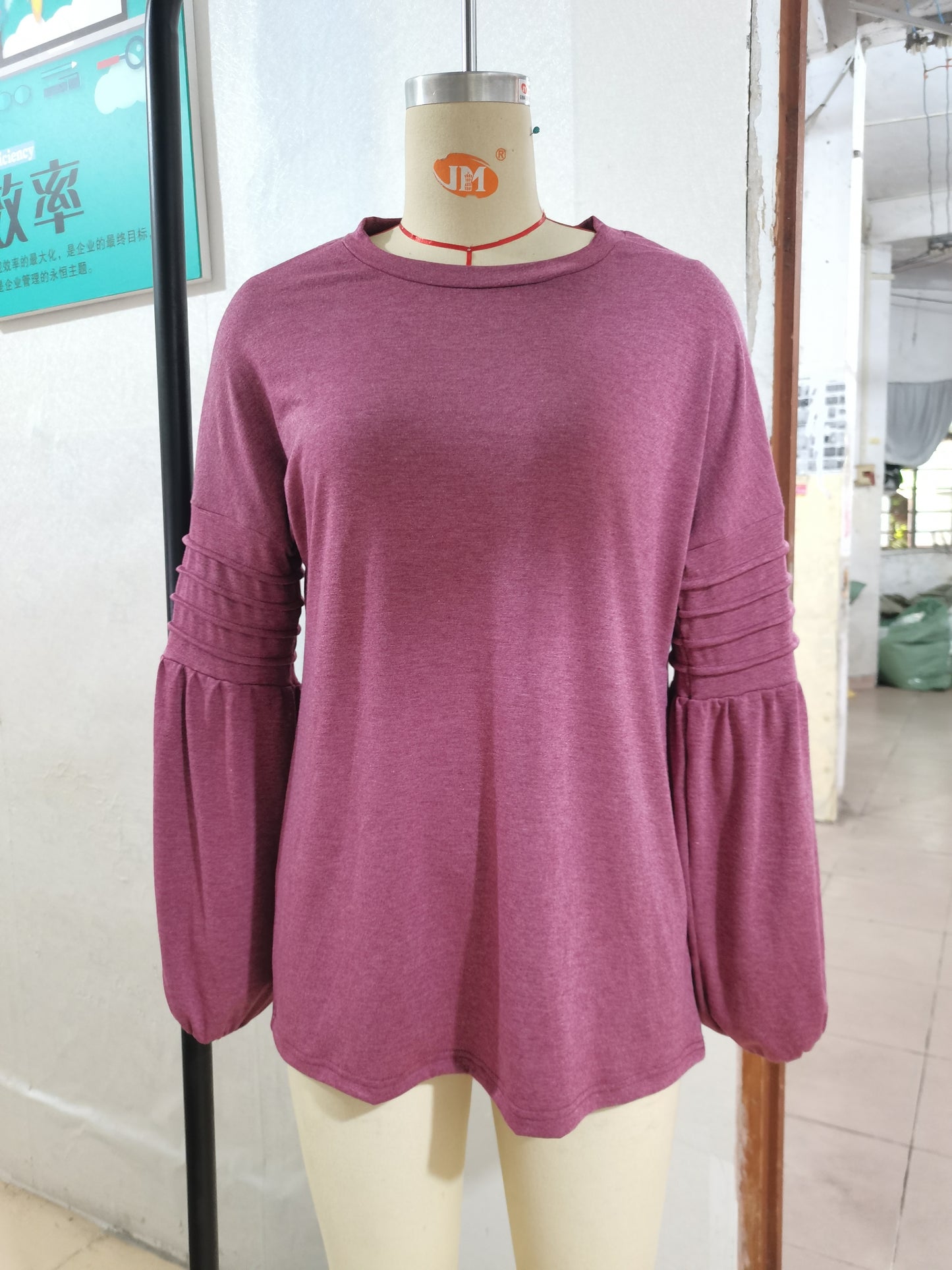 New Autumn Winter Women Long Sleeve Solid Color Loose round Neck T shirt Women
