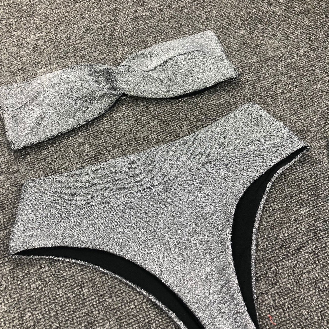 Women Seperated Swimwear Gold Silver Silk Sexy High Waist Bikini
