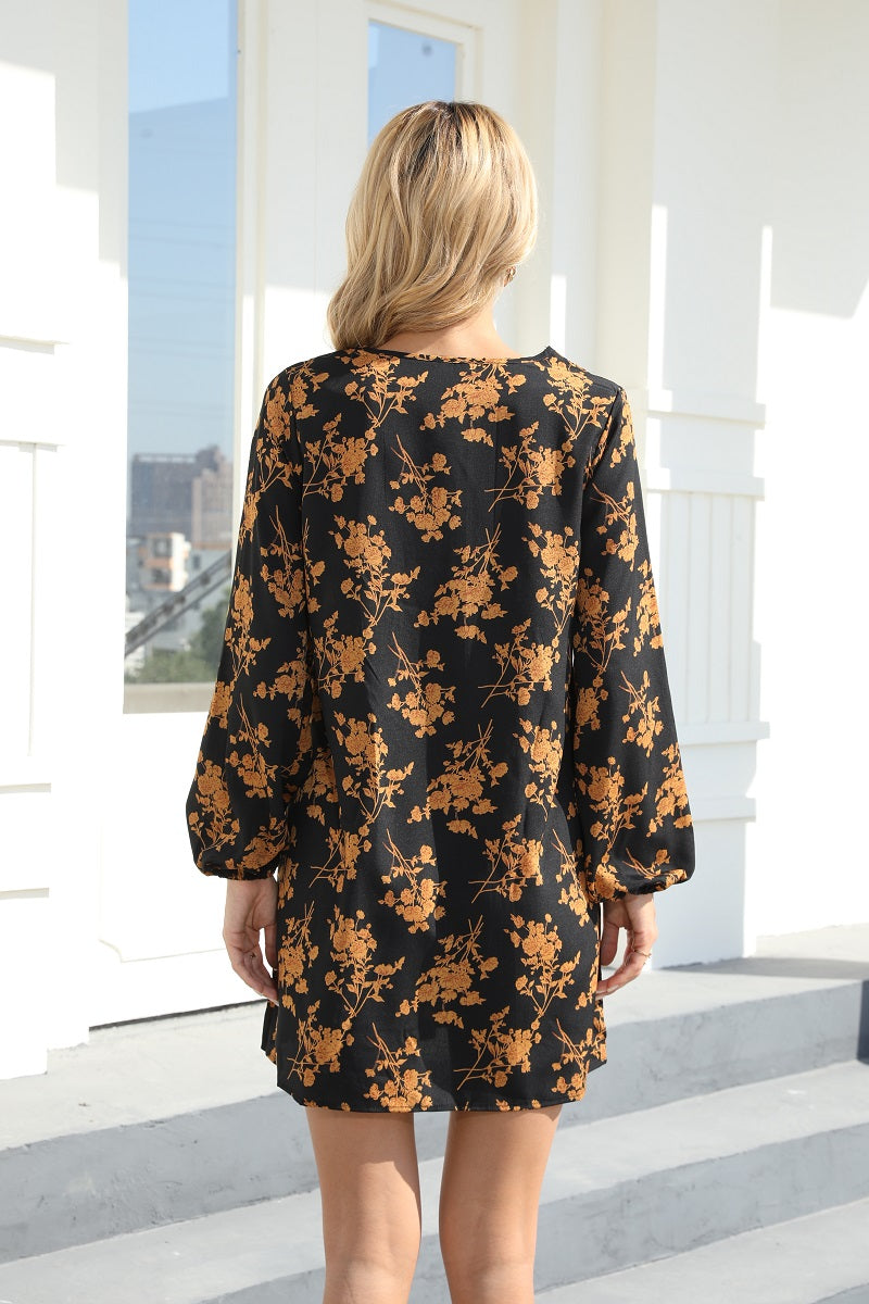 Women New Spring And Autumn Explosions Foreign Trade Printed Dress A- Line Dress