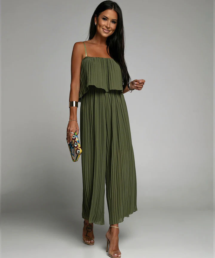 Women Clothing Strap Tube Top Pleated Loose Jumpsuit