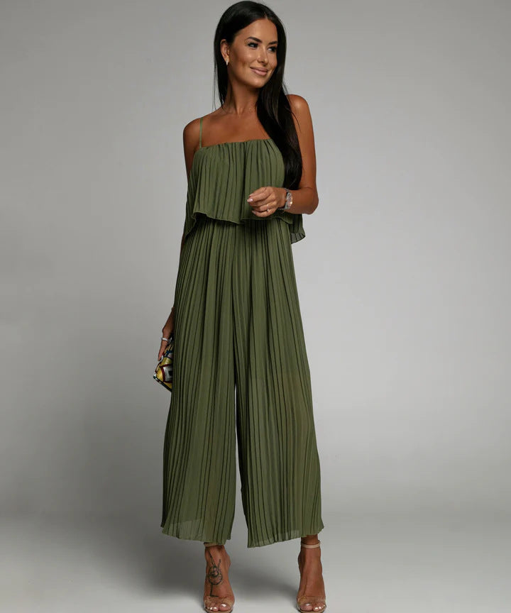 Women Clothing Strap Tube Top Pleated Loose Jumpsuit