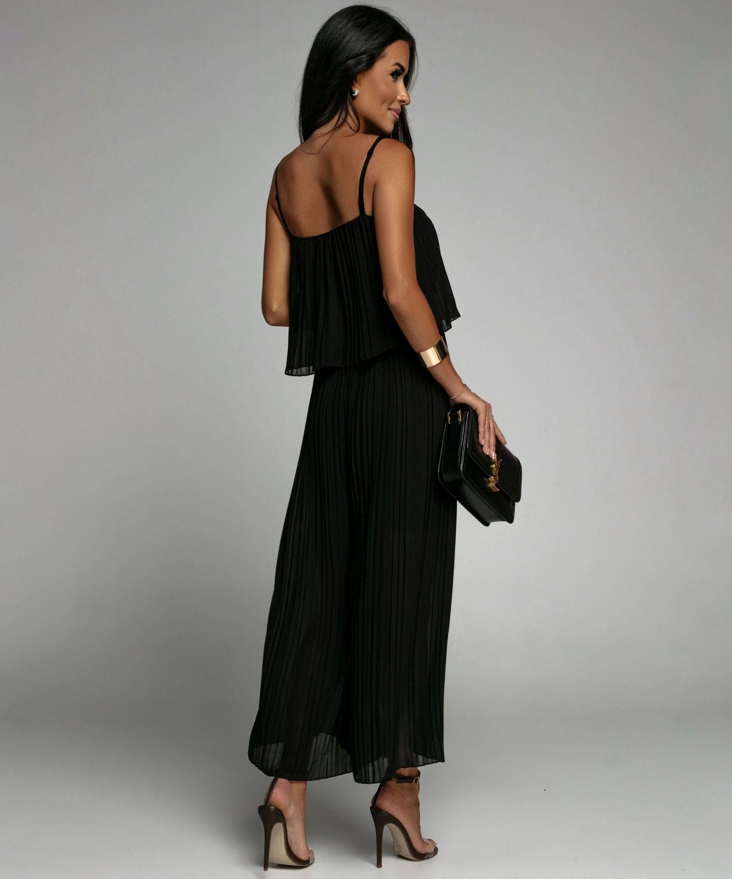Women Clothing Strap Tube Top Pleated Loose Jumpsuit