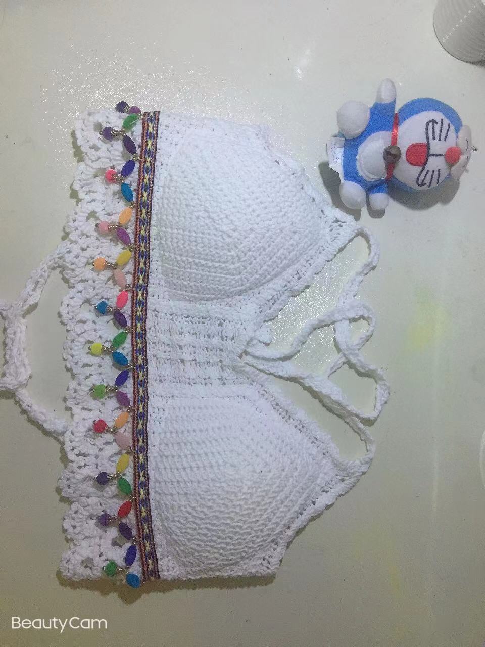 Women Summer Vacation Sleeveless Solid Slim Tie Crochet Crop Top Crochet hook