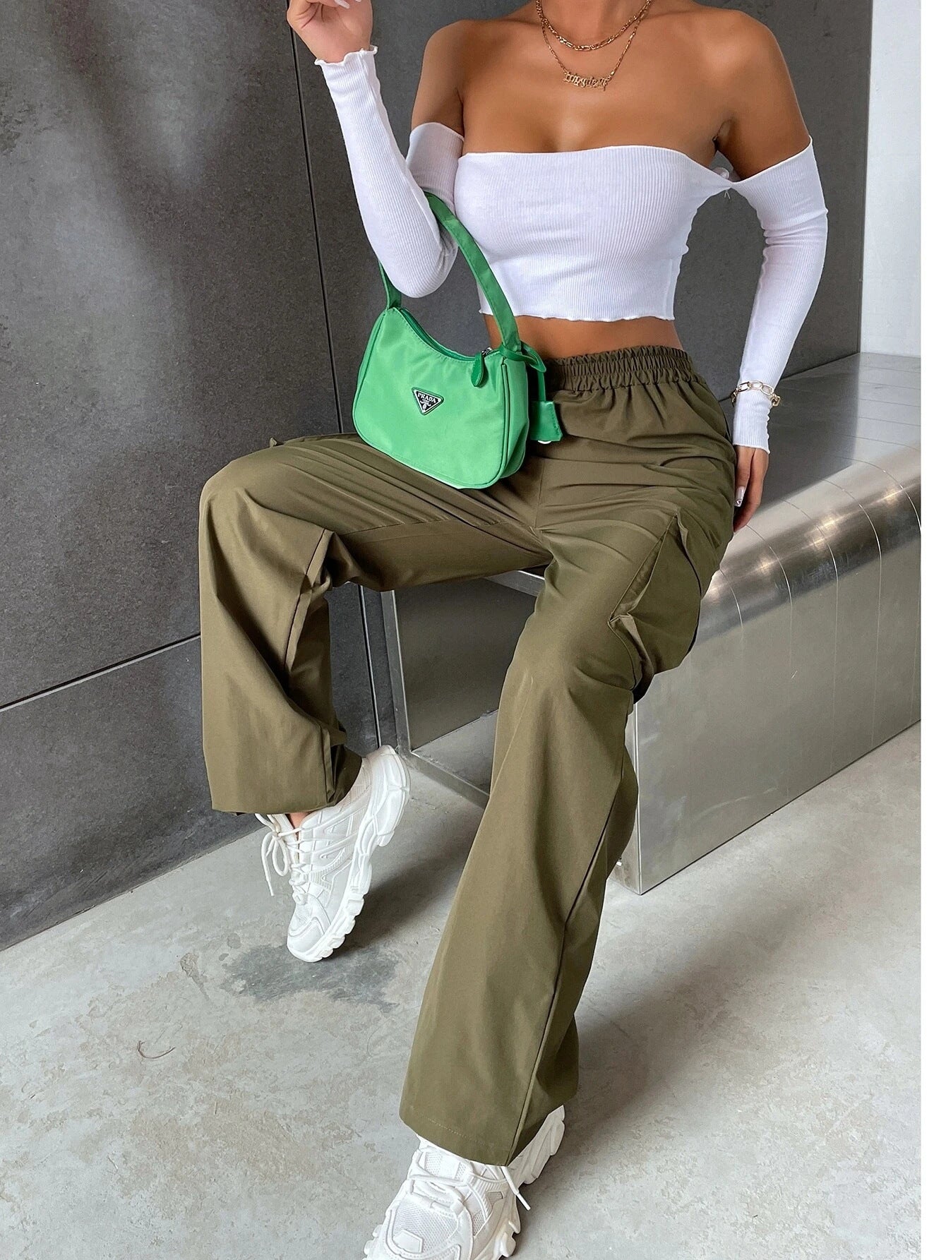 Women Clothing Autumn Best Solid Color High Waist Flip Pocket Overalls Women