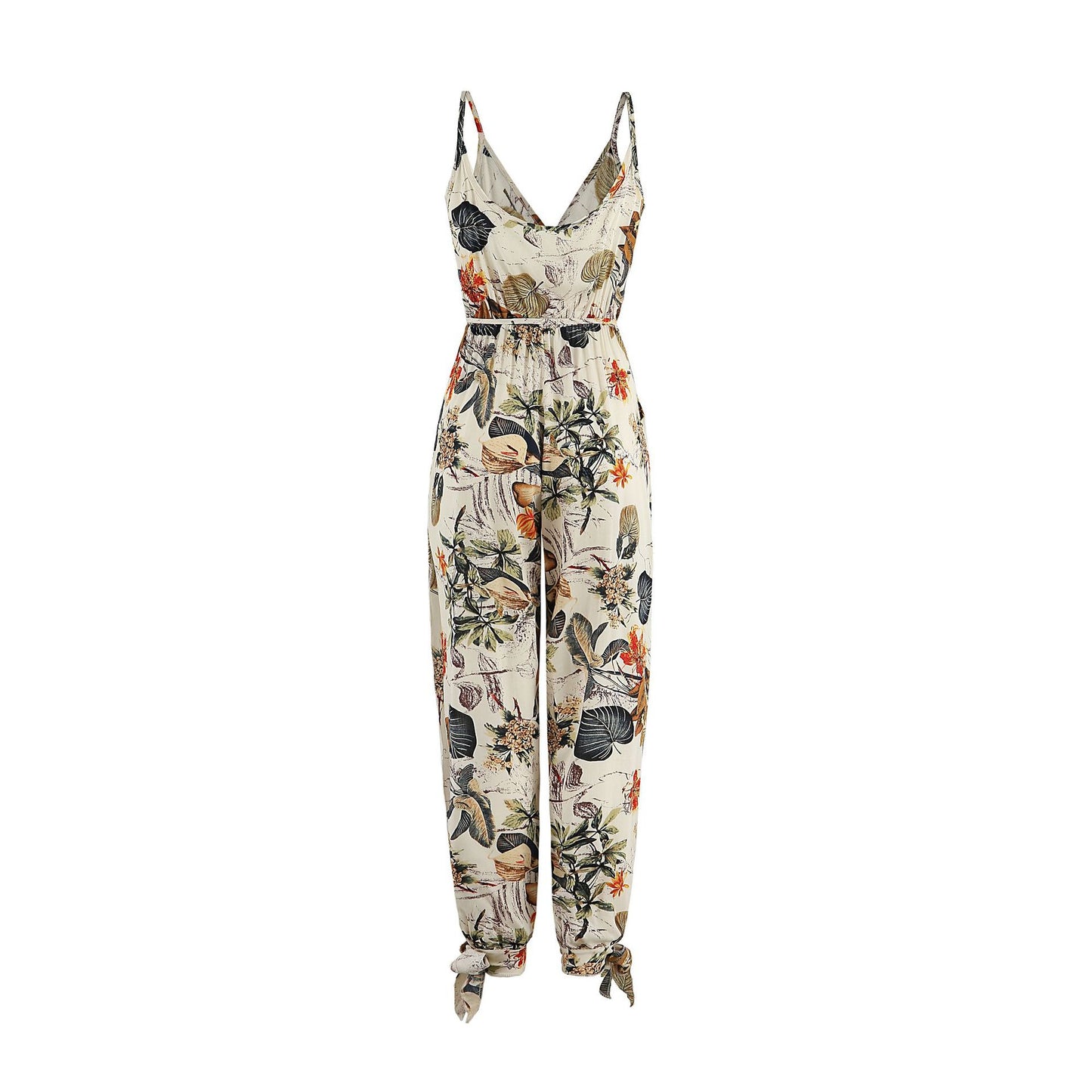 Spring Summer Sexy Backless Tether Deep V Plunge Plunge neck Strap Long Conjoined Trousers