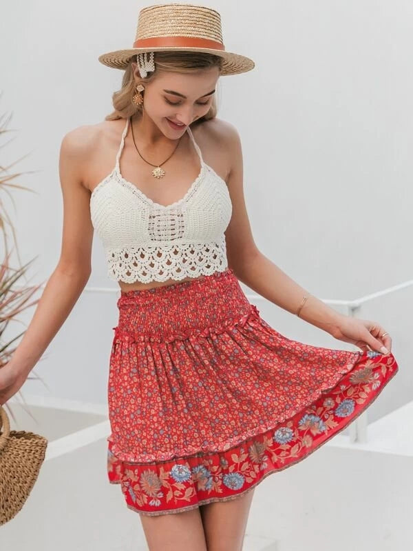 Women Summer Vacation Sexy Crochet Strap Top Crochet hook