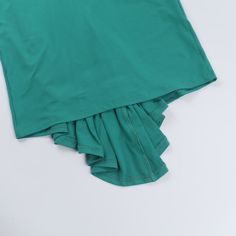 Women Backless Pleated Hip Bag Summer Casual Slim Holiday Maxi Dress