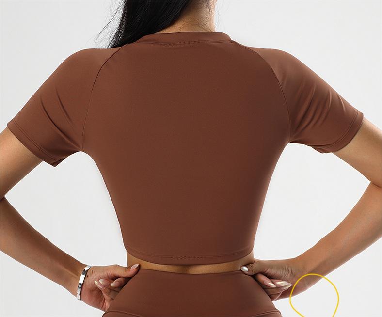 Summer round Neck Yoga T shirt Short Sleeve High Sense Sexy Tight Exposed Cropped Workout Running Top Sports Short Sleeve