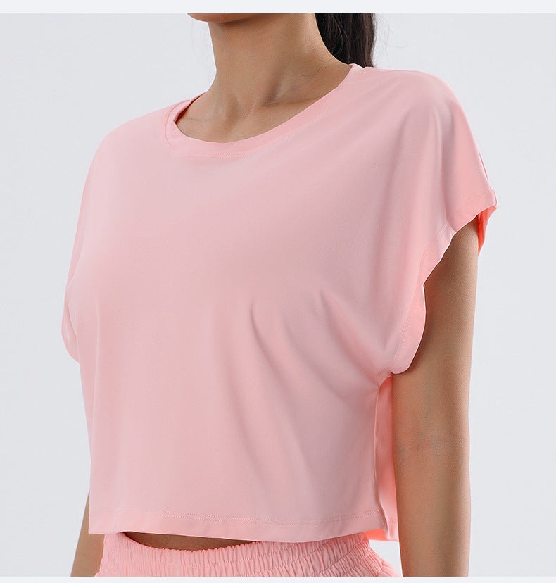 Summer Sexy Yoga T shirt Quick Drying Clothes Loose Breathable Short Sleeve Outdoor Running Sports Workout Clothes
