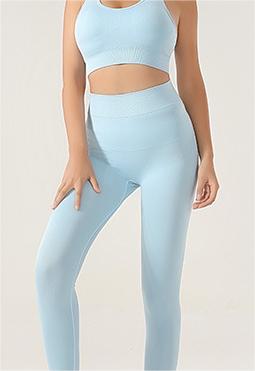 Seamless Knitted Sexy Sports Vest High Waist Hip Lift Trousers Yoga Suit Shock-Absorbing Bra Two-Piece Set