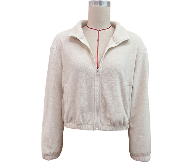 Women Clothing Short Solid Color Polar Fleece Jacket Women Autumn