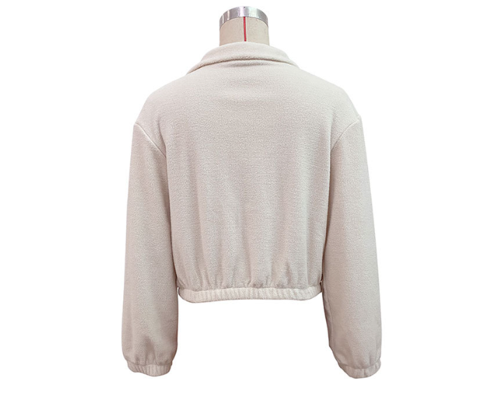 Women Clothing Short Solid Color Polar Fleece Jacket Women Autumn