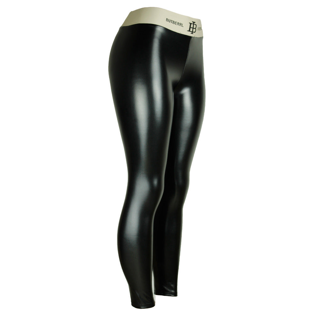 Letter Graphic Belt Faux Leather Pants Leggings Women High Waist Women Pants