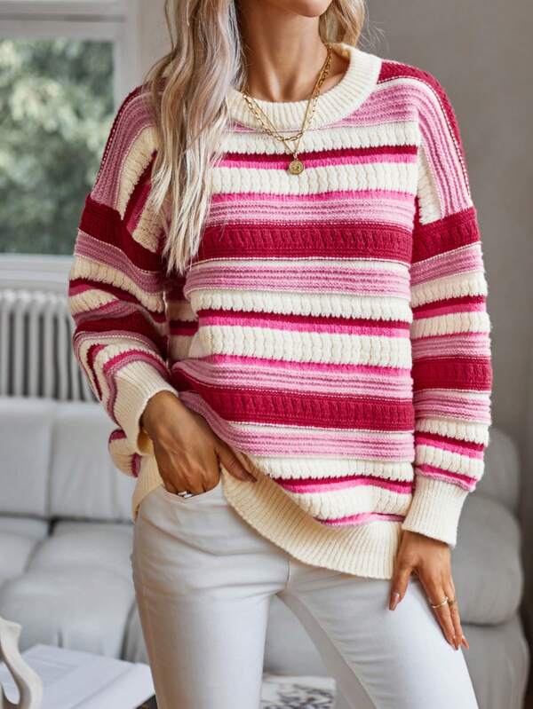 Women Autumn and Winter New Casual Striped Sweater
