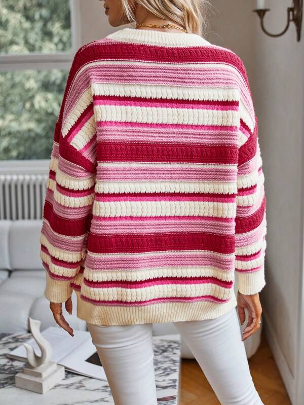 Women Autumn and Winter New Casual Striped Sweater