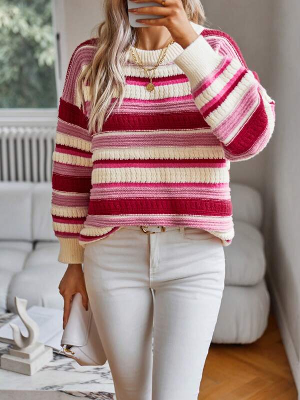 Women Autumn and Winter New Casual Striped Sweater