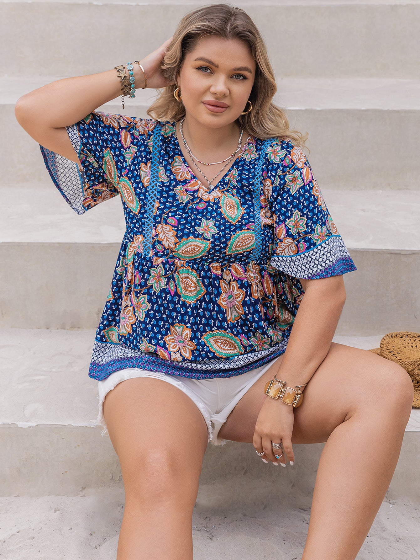 Plus Size Hollowed out Suitable for Multi Occasion Women Shirt