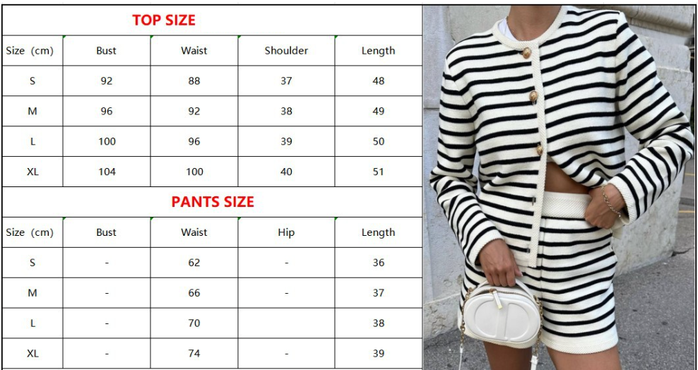 Women Clothing Striped Round Neck Knitted Cardigan Casual Sweater