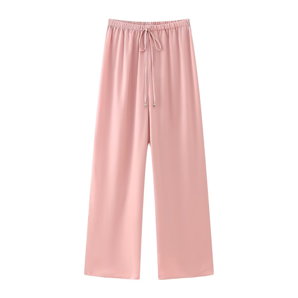 Women Clothing French Slim Satin Ruffled Spaghetti Straps Top Trousers Suit
