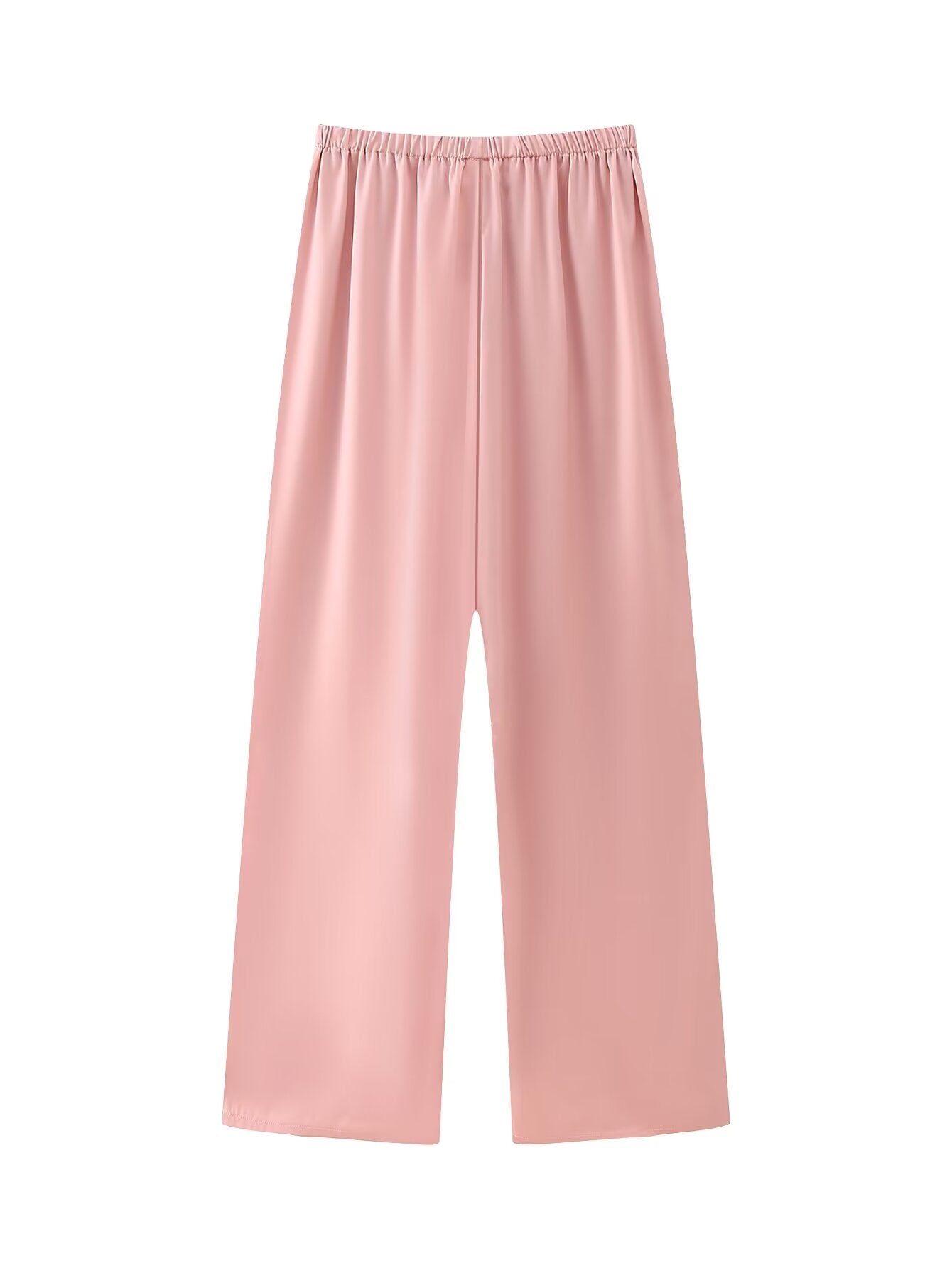 Women Clothing French Slim Satin Ruffled Spaghetti Straps Top Trousers Suit