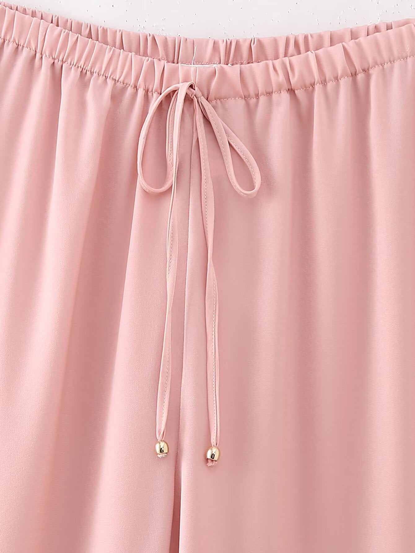 Women Clothing French Slim Satin Ruffled Spaghetti Straps Top Trousers Suit