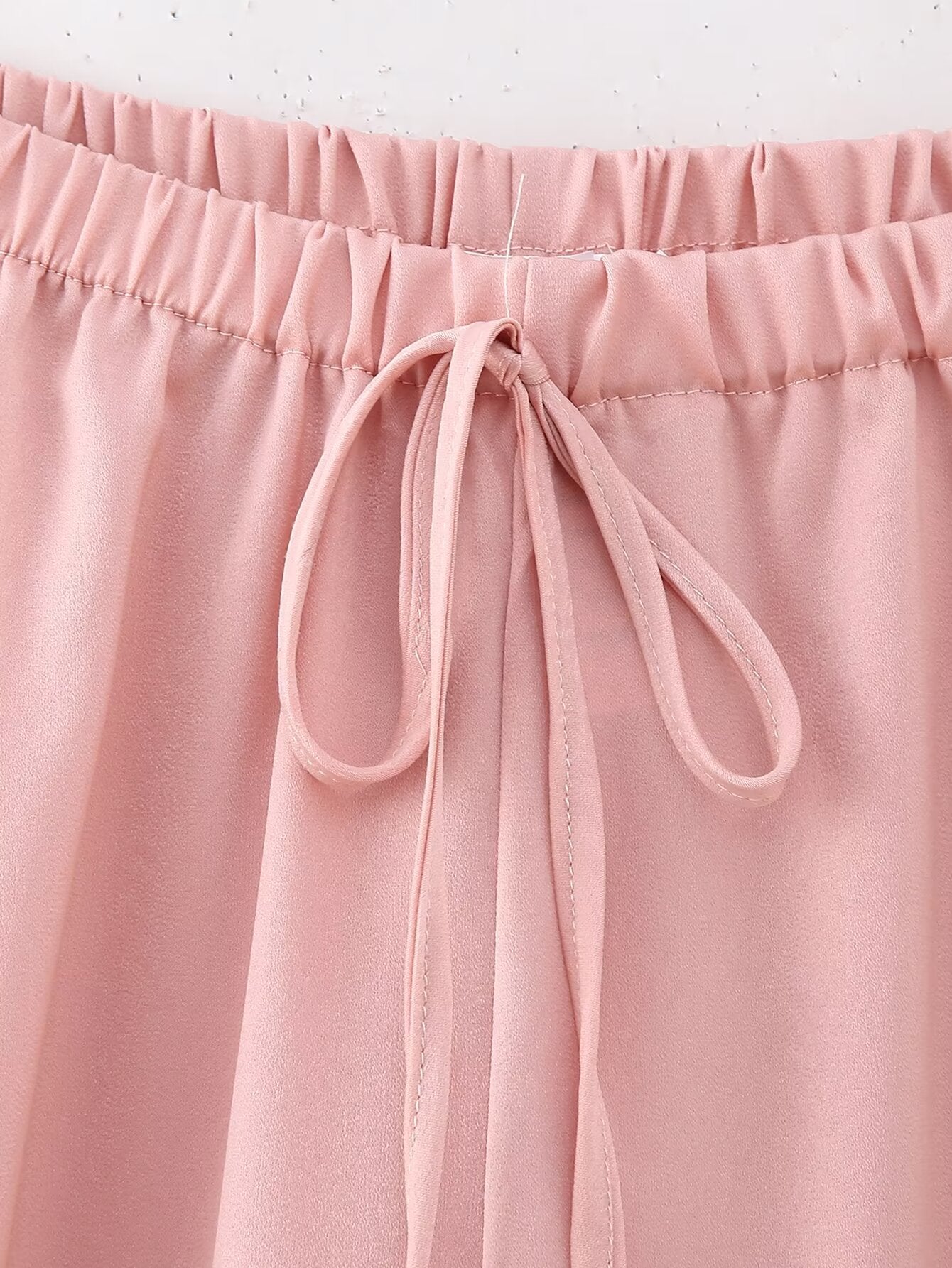 Women Clothing French Slim Satin Ruffled Spaghetti Straps Top Trousers Suit