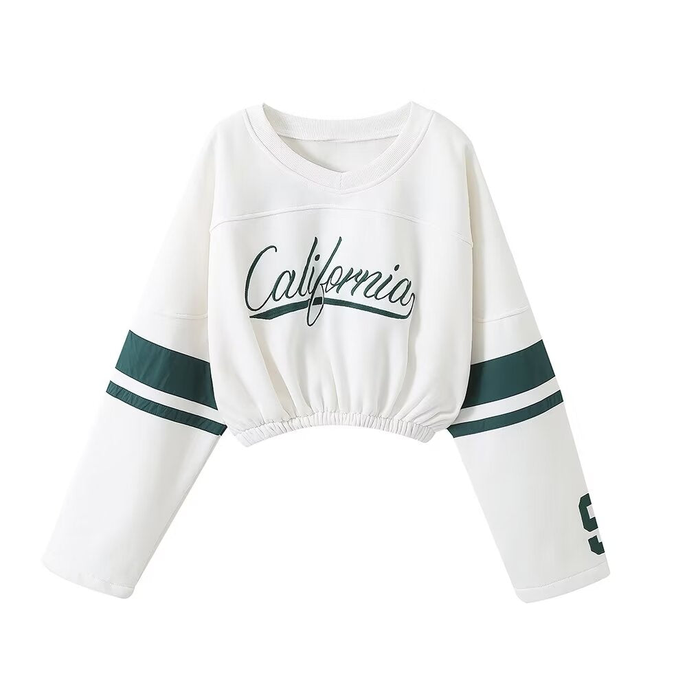 Winter Women Clothing Casual Hong Kong Short Text Sweatshirt Top