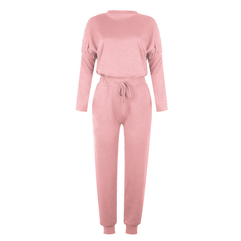 Spot Autumn Winter New Women Clothing Loose-Fitting Solid Color Long Sleeves Casual Suit