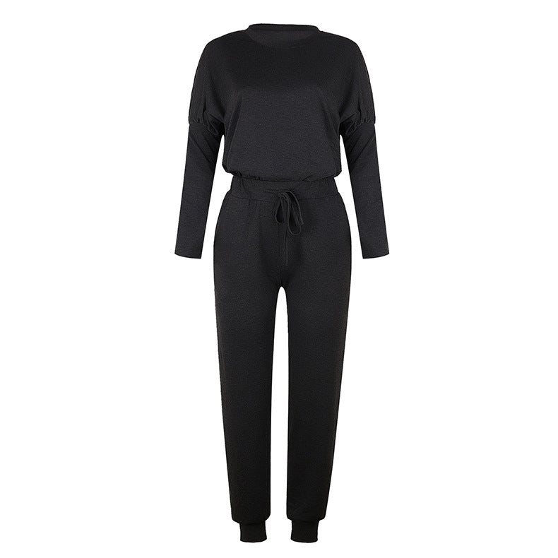 Spot Autumn Winter New Women Clothing Loose-Fitting Solid Color Long Sleeves Casual Suit