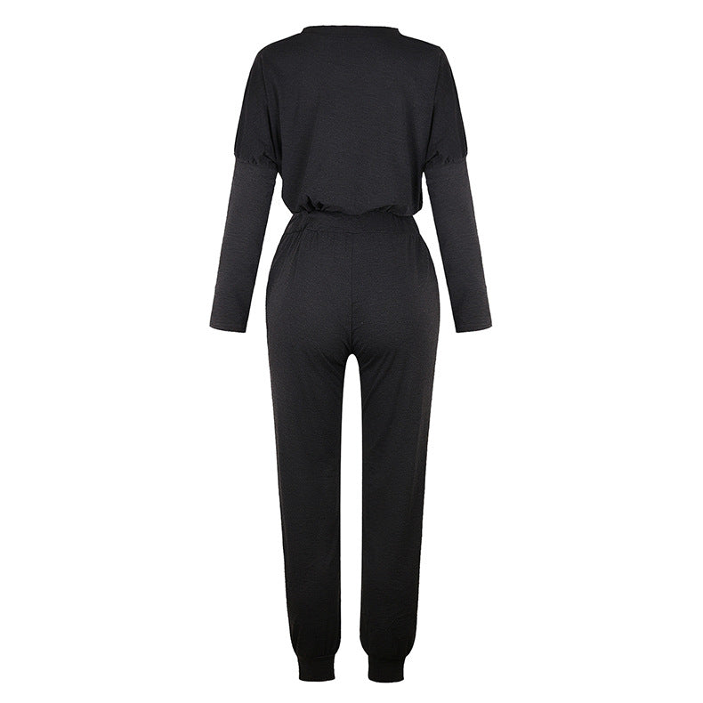 Spot Autumn Winter New Women Clothing Loose-Fitting Solid Color Long Sleeves Casual Suit