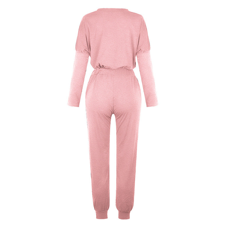 Spot Autumn Winter New Women Clothing Loose-Fitting Solid Color Long Sleeves Casual Suit