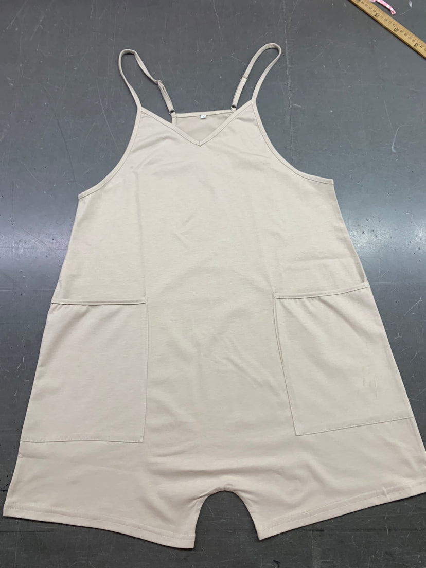 Women Clothing Summer Casual Pocket Spaghetti Straps Knitted Shorts Jumpsuit Suspender Pants Women