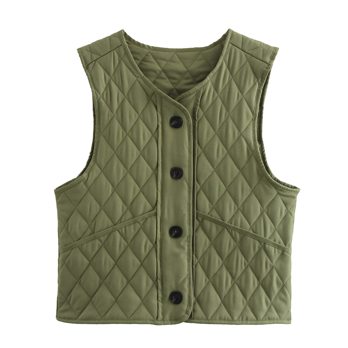 Fall Women Clothing Stylish Simple Casual Quilted Cotton Vest Coat