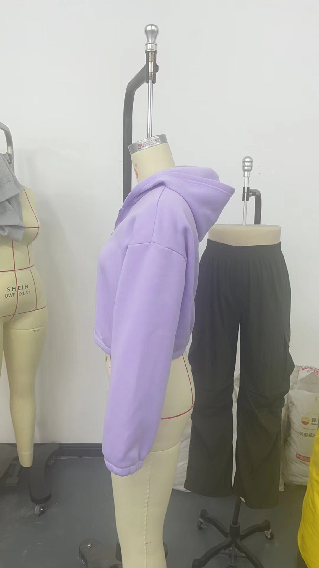 Autumn Winter Zipper Hooded Drawstring Solid Color Short Long Sleeve Sweatshirt Women