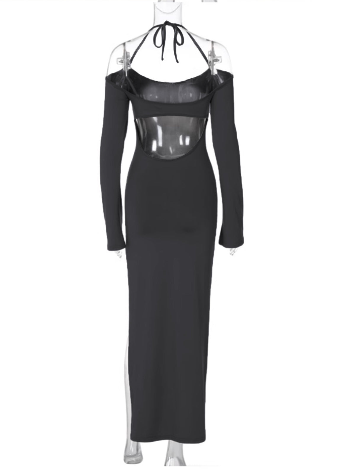 Women Clothing Sexy Halter Dress Autumn Winter Sweet Spicy Wind Niche Design Slit Dress