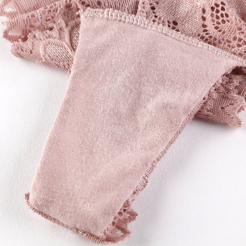 Women Underwear Hollow Out Cutout Breathable Low Waist Sexy Lace Purified Cotton Crotch Women Briefs