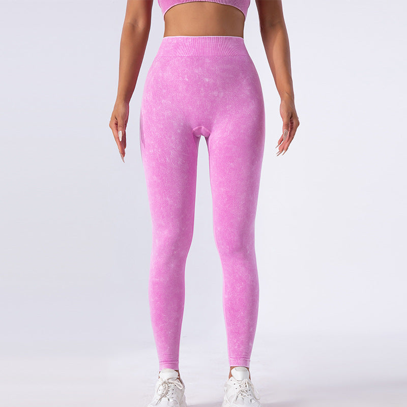 Yoga Pants Washed Seamless V Waist High Elastic Sports Yoga Fitness Tight Trousers Yoga Trousers