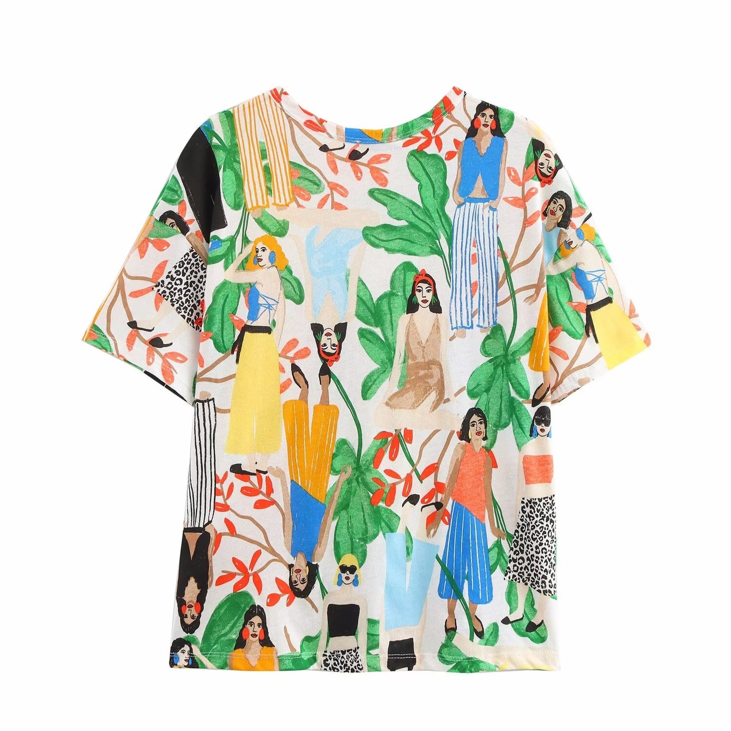 Spring Women Clothing Stylish Simple Printed round Neck Short Sleeve T shirt