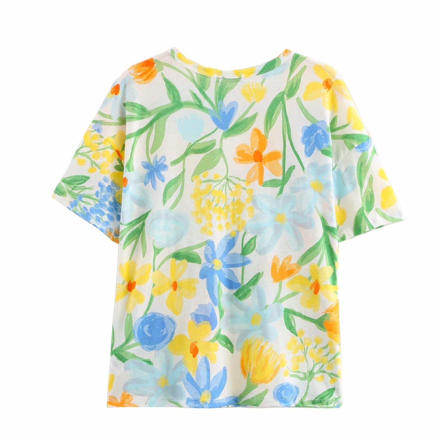 Spring Women Clothing Stylish Simple Printed round Neck Short Sleeve T shirt