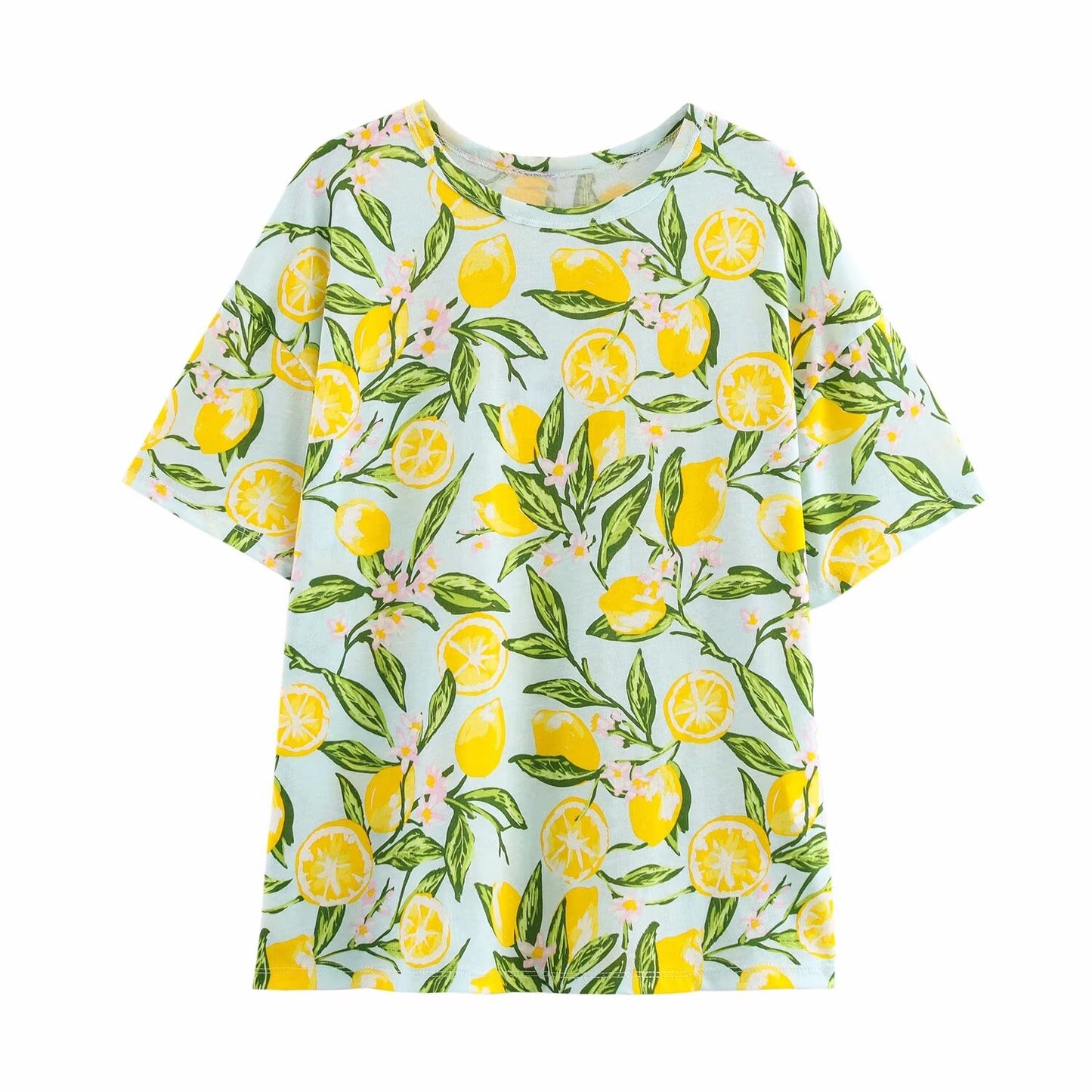 Spring Women Clothing Stylish Simple Printed round Neck Short Sleeve T shirt