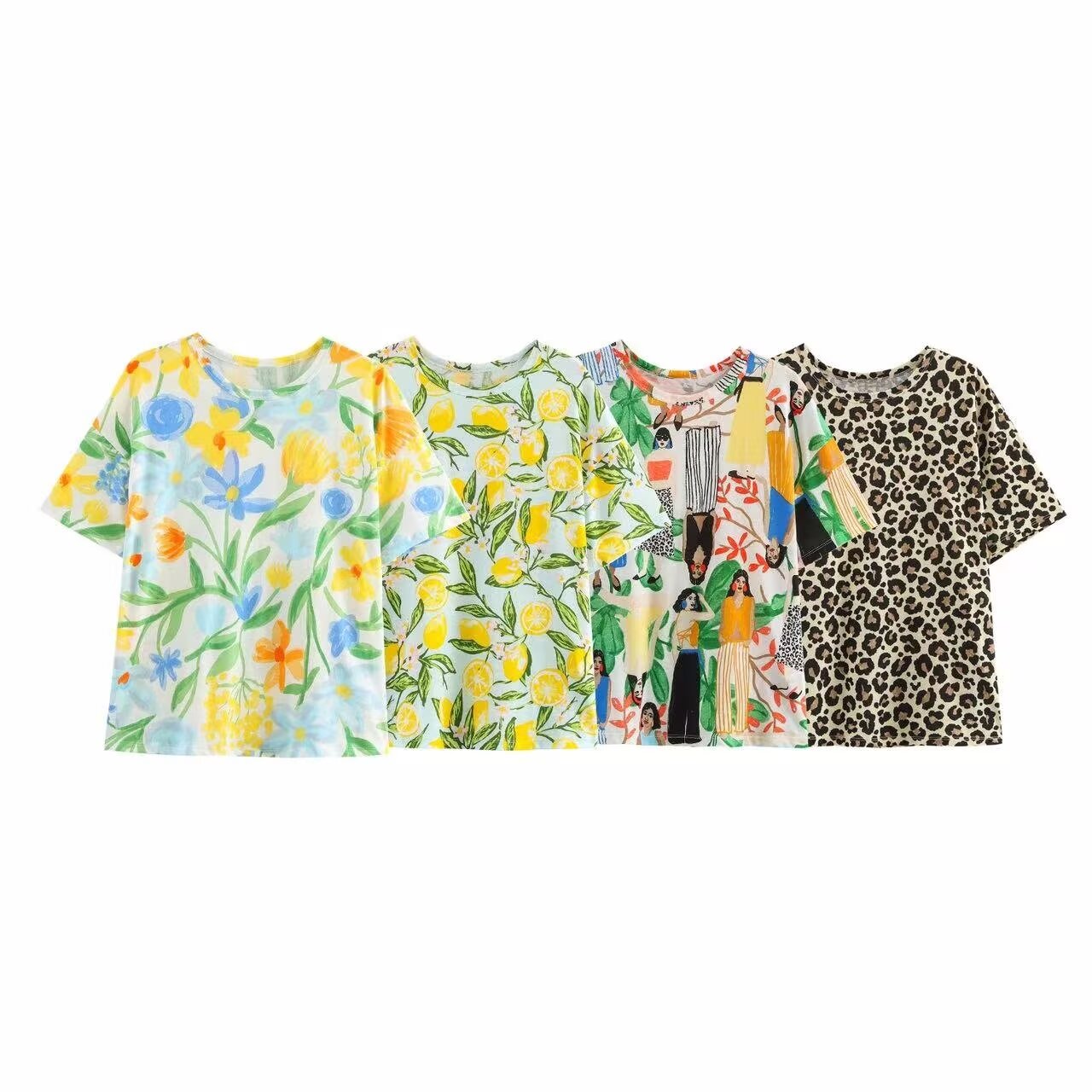 Spring Women Clothing Stylish Simple Printed round Neck Short Sleeve T shirt